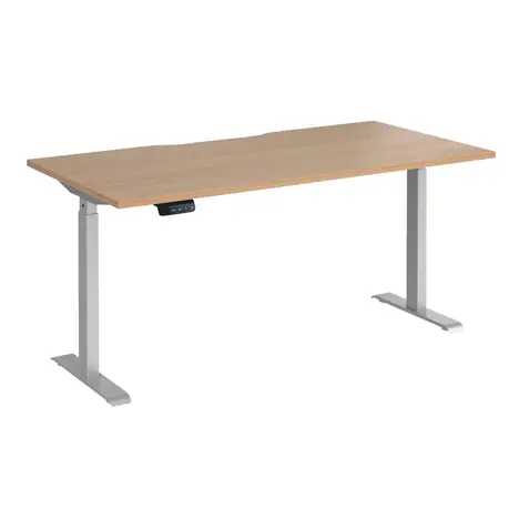 Elev8 Contract Straight Sit-Stand Desk - 1600 - Silver - Beech
